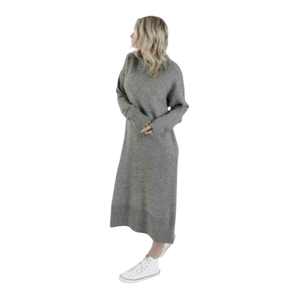 Roots Canada Sz S Cotton Knit Sweater Dress With Grey Pockets Cozy Cabin Casual